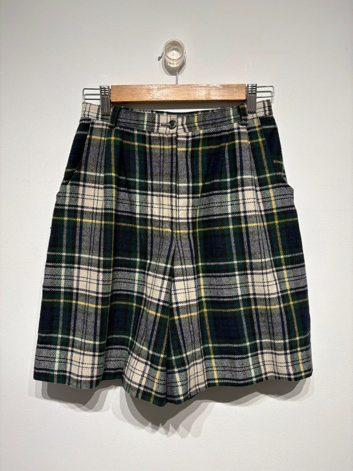 Bermuda cuadros de lana vintage con pinzas