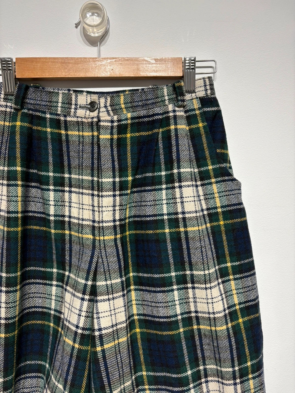 Bermuda cuadros de lana vintage con pinzas