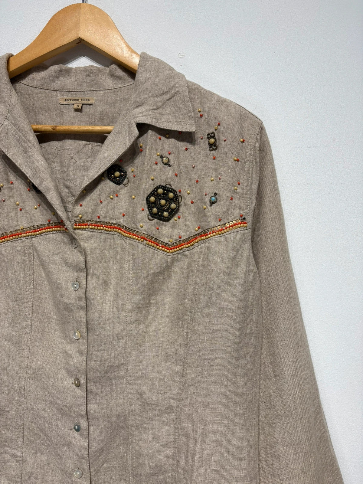 Chaqueta primaveral beige 100% lino