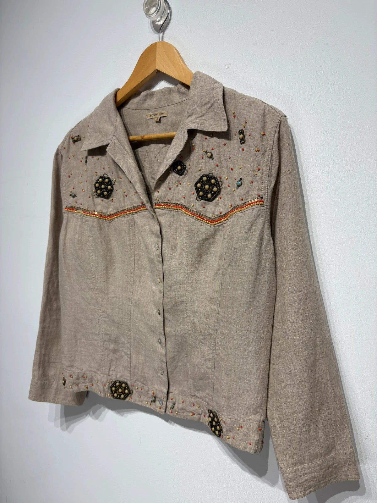Chaqueta primaveral beige 100% lino