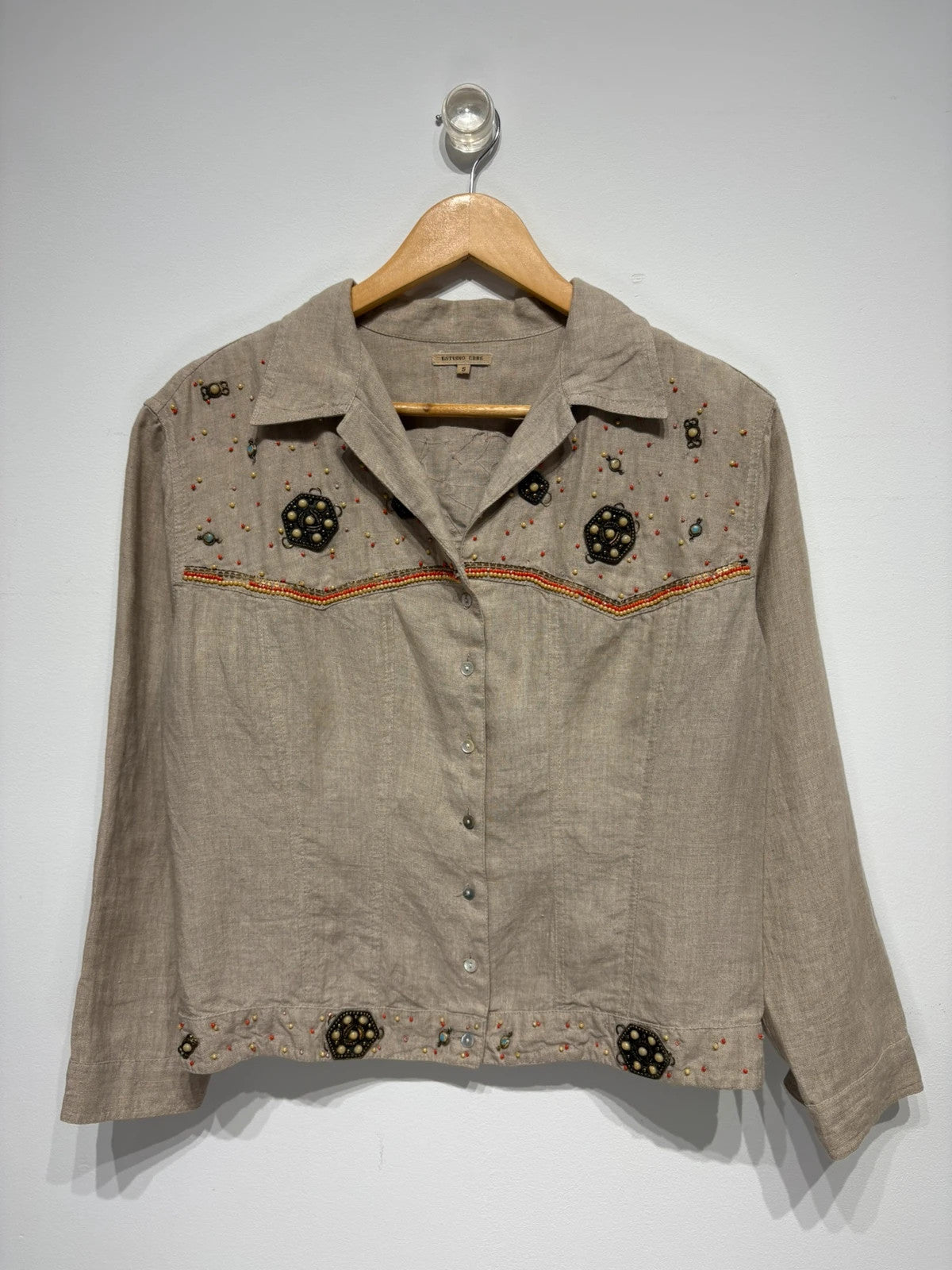 Chaqueta primaveral beige 100% lino