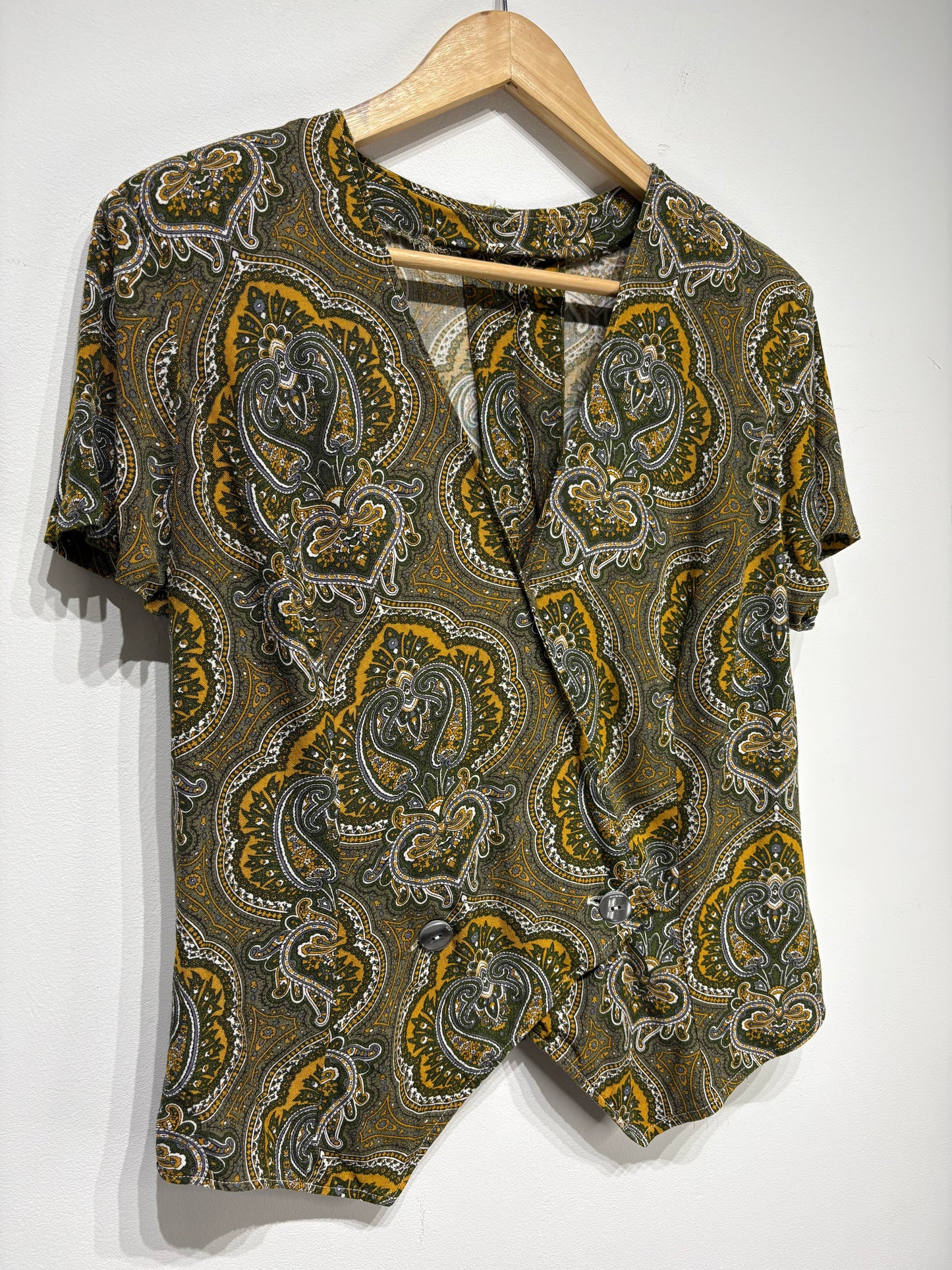 Blusa vintage caqui estampada