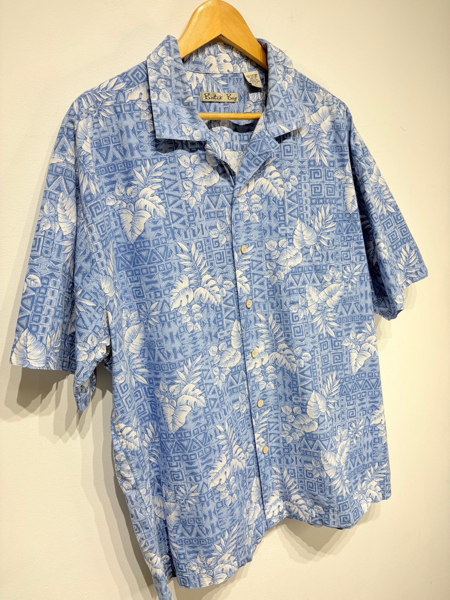 Camisa estampada azul 100% algodón