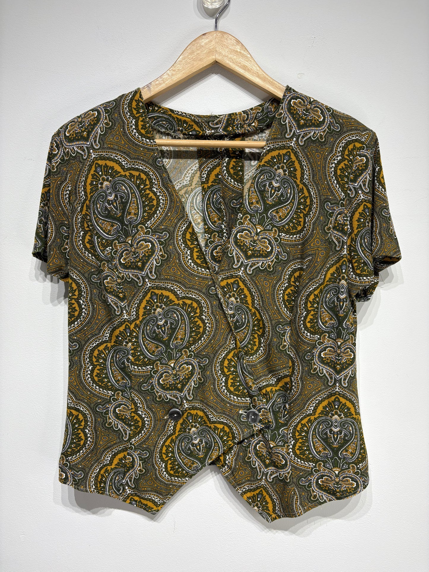 Blusa vintage caqui estampada