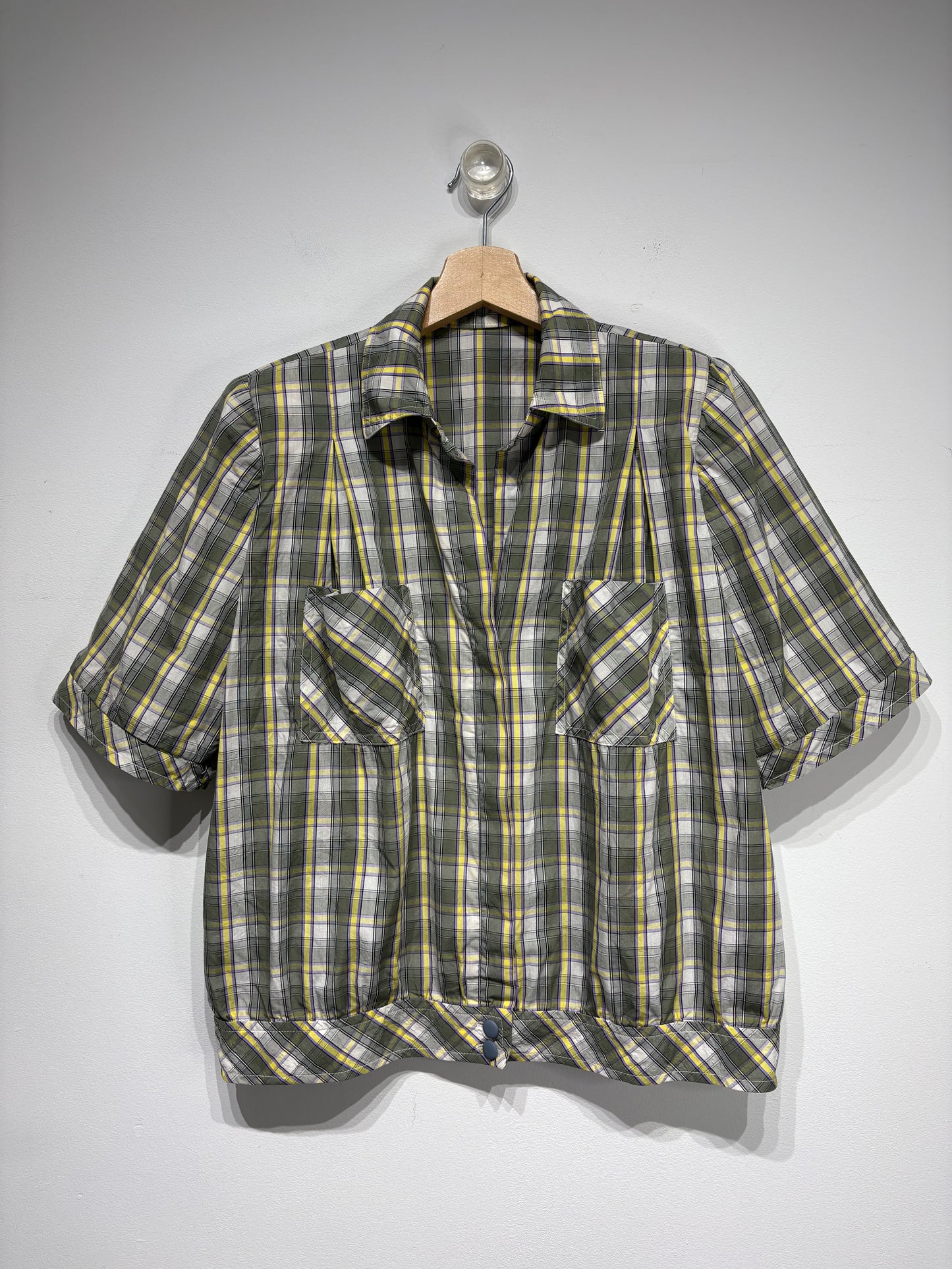 Camisa vintage de cuadros tonos caqui