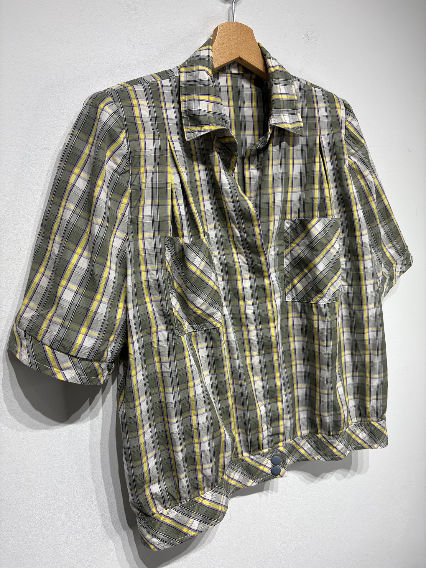 Camisa vintage de cuadros tonos caqui