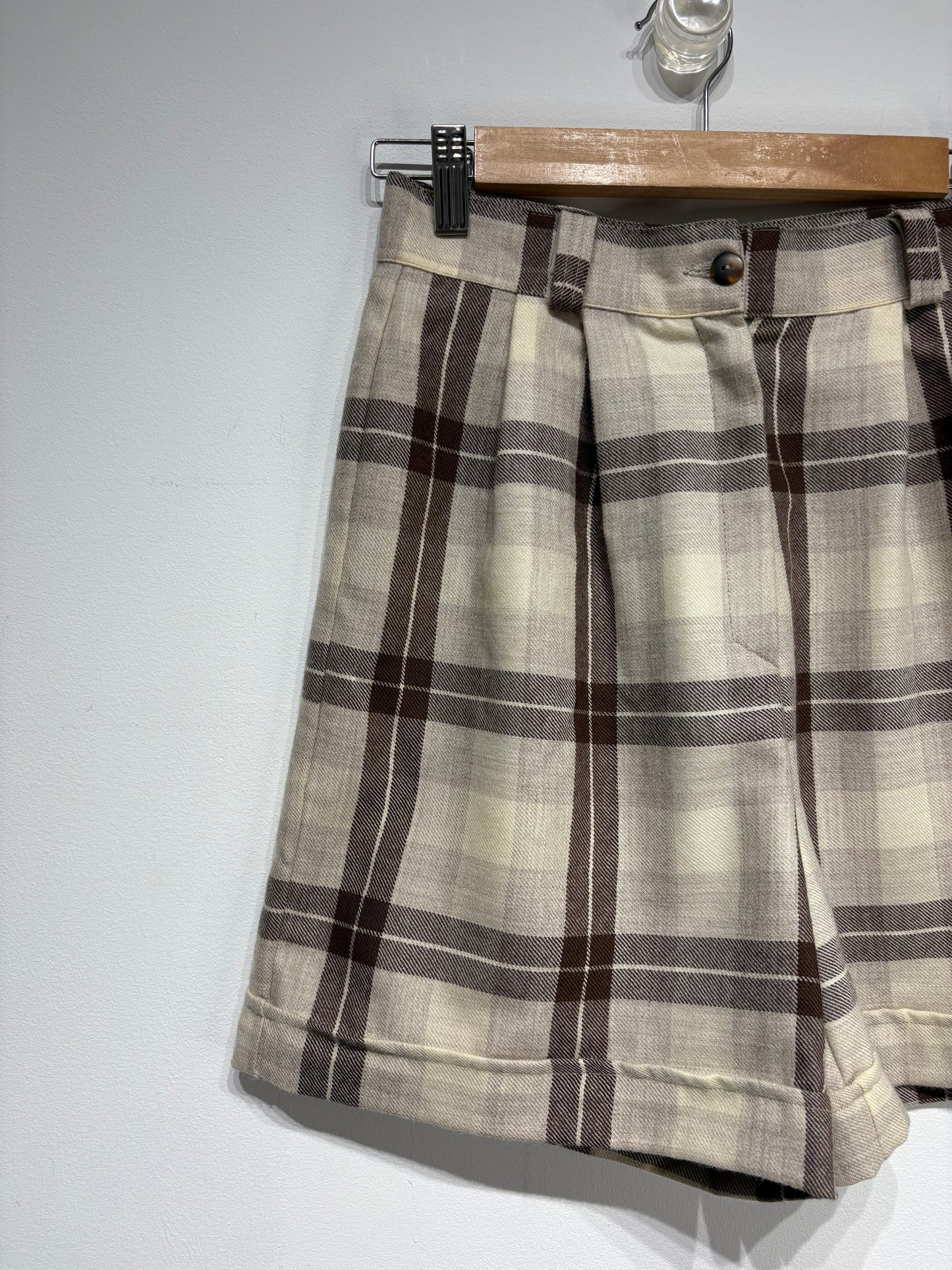 Bermuda Vintage de cuadros 100% lana