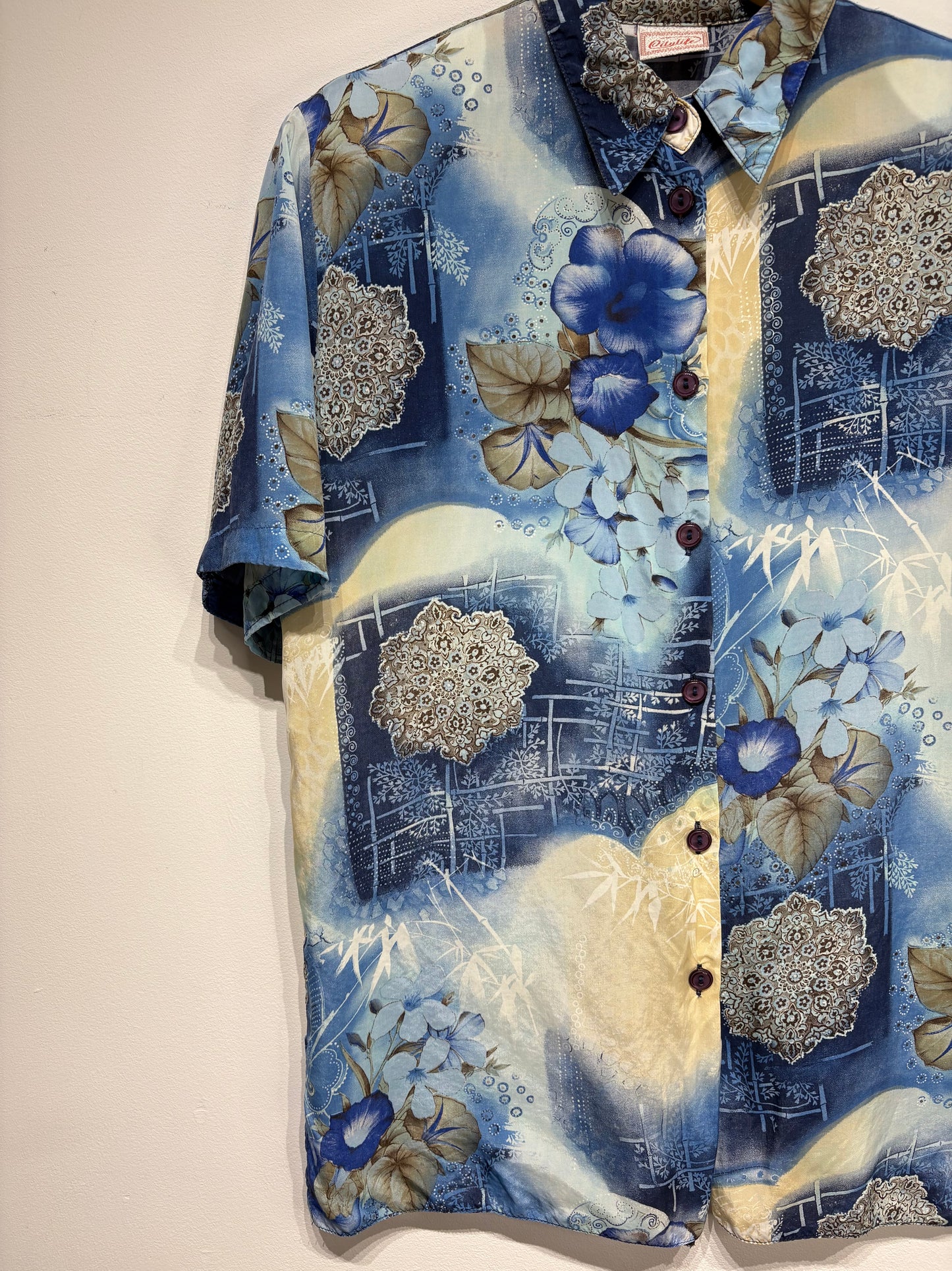 Camisa vintage estampada 100% cupro