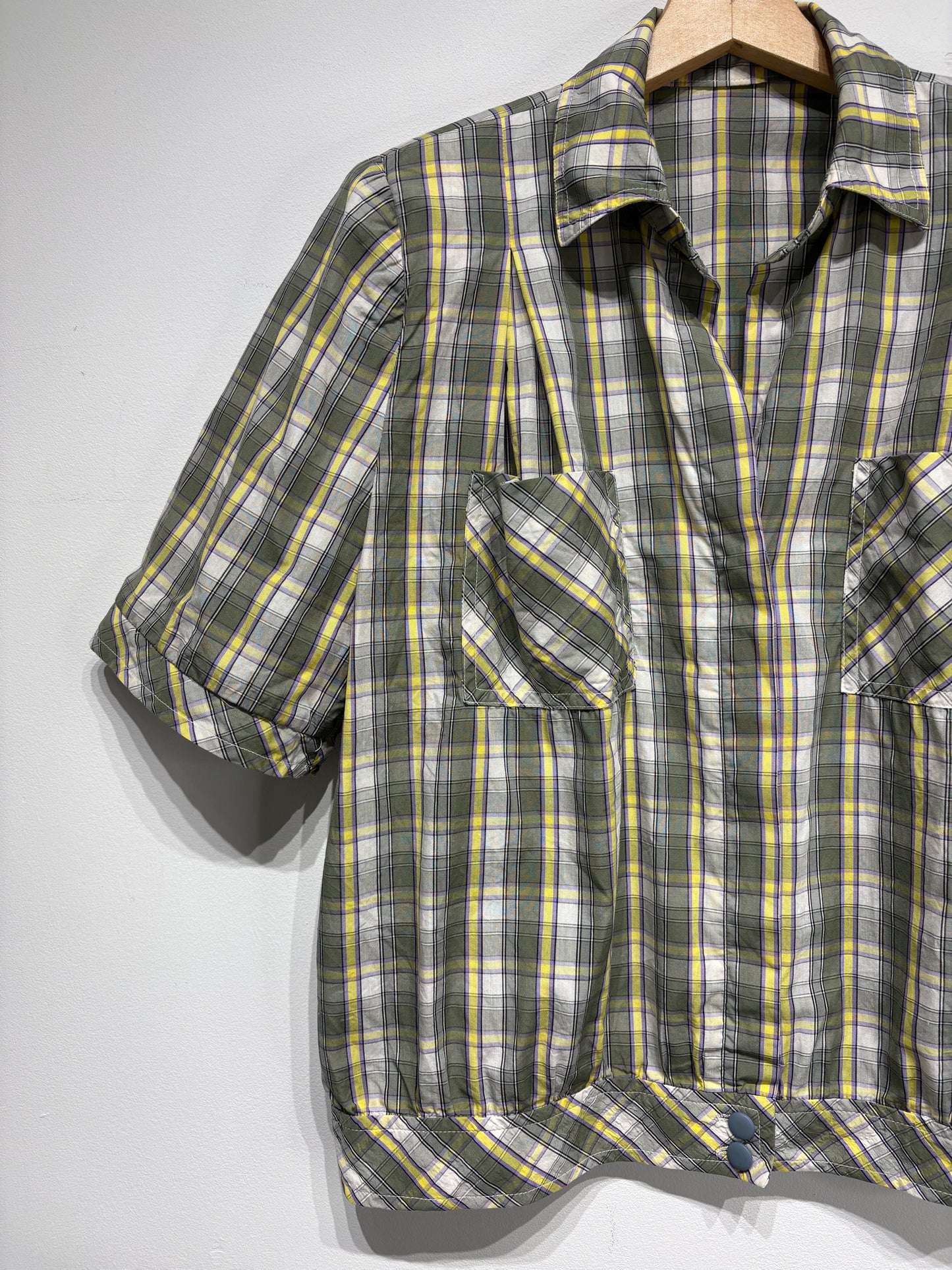 Camisa vintage de cuadros tonos caqui