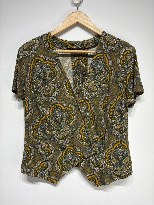 Blusa vintage caqui estampada