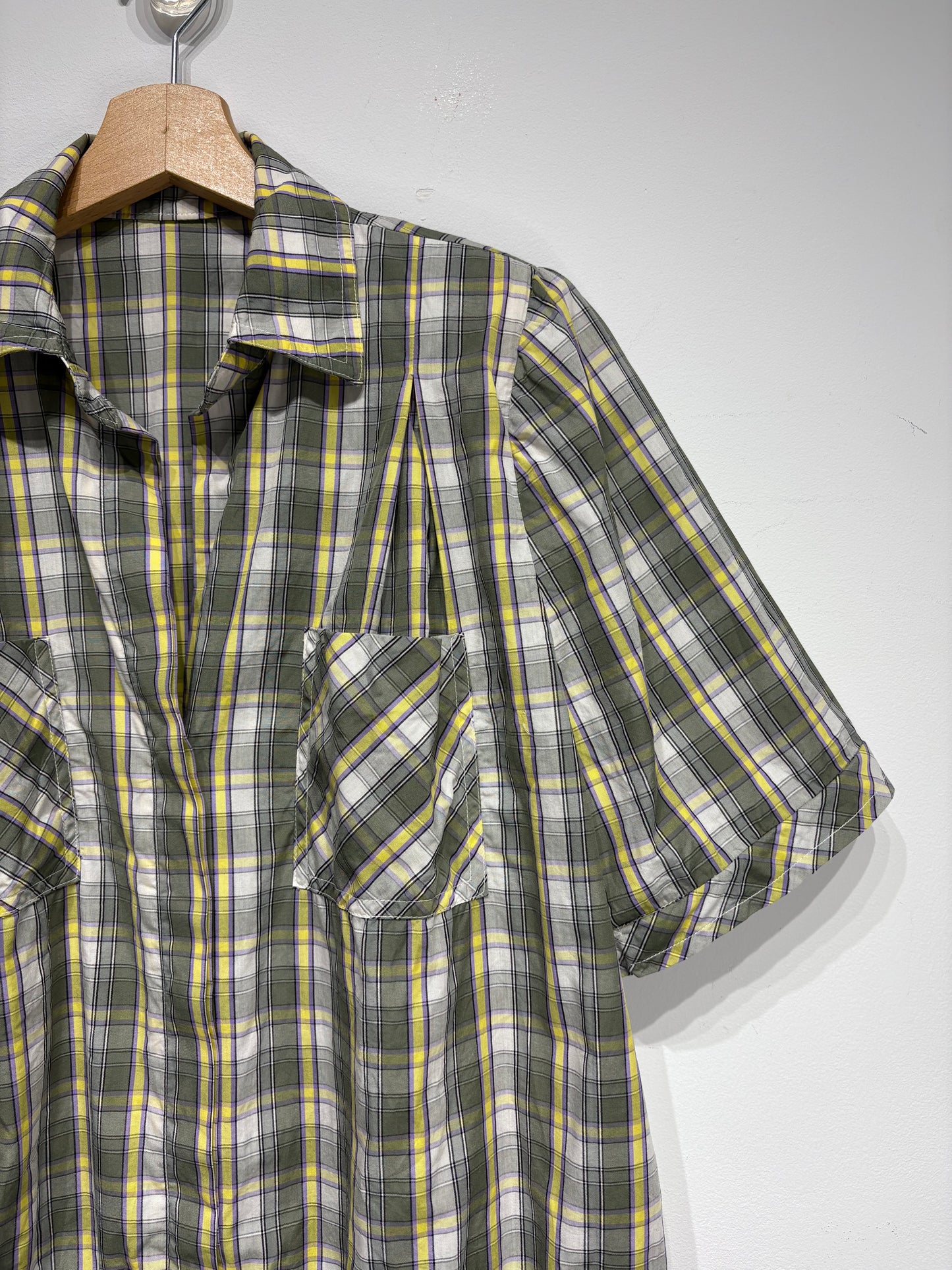Camisa vintage de cuadros tonos caqui